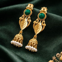 Maharani Jewels Ethnic Pearl And Pota Stone Jhumki Earrings