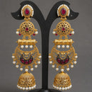 Maharani Jewels Ethnic Pearl And Pota Stone Jhumki Earrings