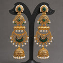 Maharani Jewels Ethnic Pearl And Pota Stone Jhumki Earrings