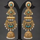 Maharani Jewels Ethnic Pearl And Pota Stone Jhumki Earrings