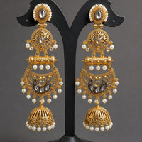 Maharani Jewels Ethnic Pearl And Pota Stone Jhumki Earrings