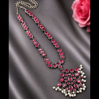 Maharani Jewels Oxidised Plated Pota Stone Long Necklace Set