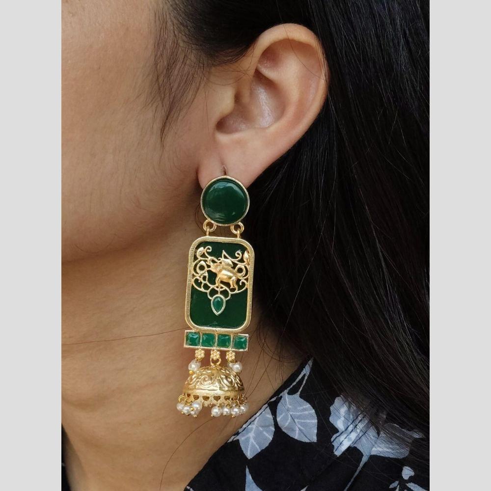 Maharani Jewels Classic Pota Stone Pearl Jhumki Earrings