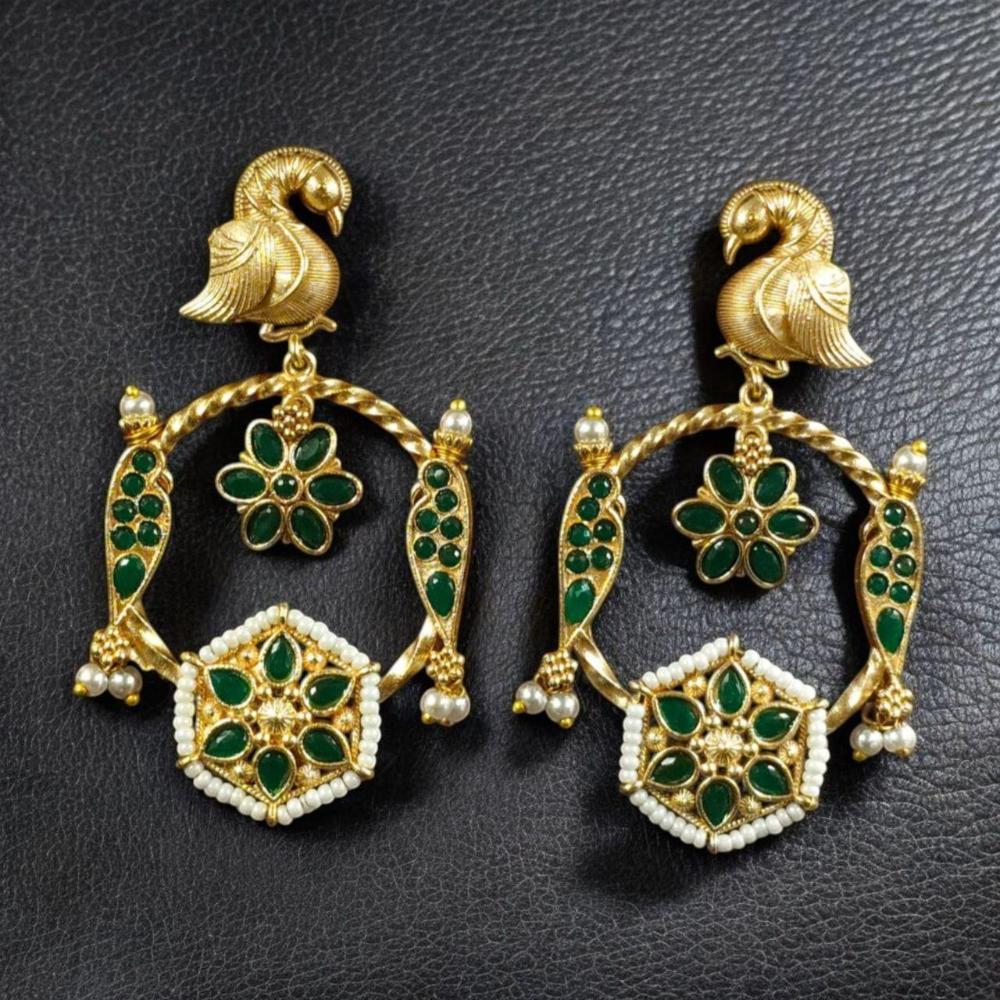 Maharani Jewels Festive Wear Pota Stone And Pearl Brid Dangler Earrings