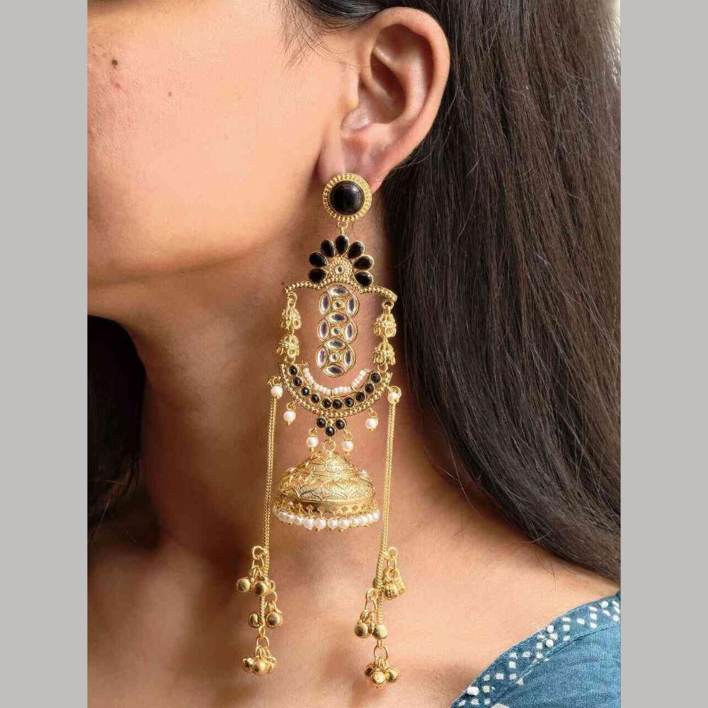 Maharani Jewels Festive Wear Kundan Stone And Pearl Ghungroo Jhumki Earrings