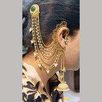 Maharani Jewels Rajwadi Style Pota Stone And Pearl Grand Earcuff Jhumki Earrings