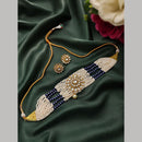 Maharani Jewels Royal Kundan Stone And Pearl Choker Necklace Set