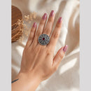 Maharani Jewels Oxidised Pota Stone Statement Ring
