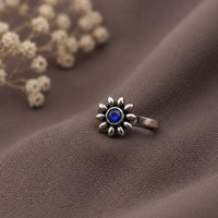 Maharani Jewels Oxidised Plated Pota Stone Nose Ring (Nath)