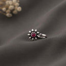 Maharani Jewels Oxidised Plated Pota Stone Nose Ring (Nath)