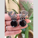 Maharani Jewels Inspired Oxidised Plated Pota And Pearl Detailing Bird Dangler Earrings
