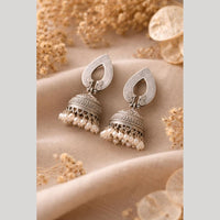 Maharani Jewels Heritage Oxidised Plated Pearl Jhumki Earrings