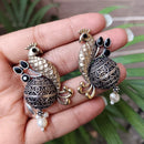 Maharani Jewels Inspired Oxidised Plated Pota And Pearl Detailing Peacock  Dangler Earrings