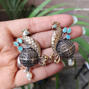 Maharani Jewels Inspired Oxidised Plated Pota And Pearl Detailing Peacock  Dangler Earrings