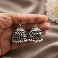 Maharani Jewels Oxidised Plated Jhumki Earrings