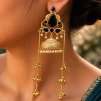 Maharani Jewels Inspired Gold Plated Kundan Stone Dangler Earrings