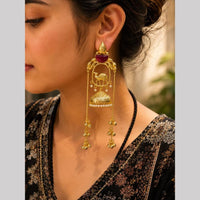 Maharani Jewels Inspired Gold Plated Kundan Stone Dangler Earrings