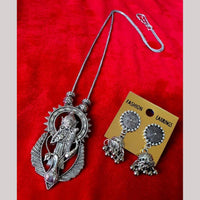 Maharani Jewels Oxidised Plated Temple Long Necklace Set