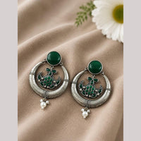 Maharani Jewels Inspired Oxidised Plated Pota Stone And Pearl Dangler Earrings