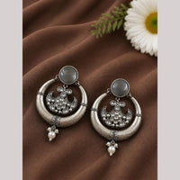 Maharani Jewels Inspired Oxidised Plated Pota Stone And Pearl Dangler Earrings