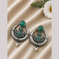 Maharani Jewels Inspired Oxidised Plated Pota Stone And Pearl Dangler Earrings