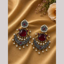 Maharani Jewels Graceful 2 Tone Plated Pota Stone Drop Earrings