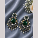 Maharani Jewels Graceful 2 Tone Plated Pota Stone Drop Earrings