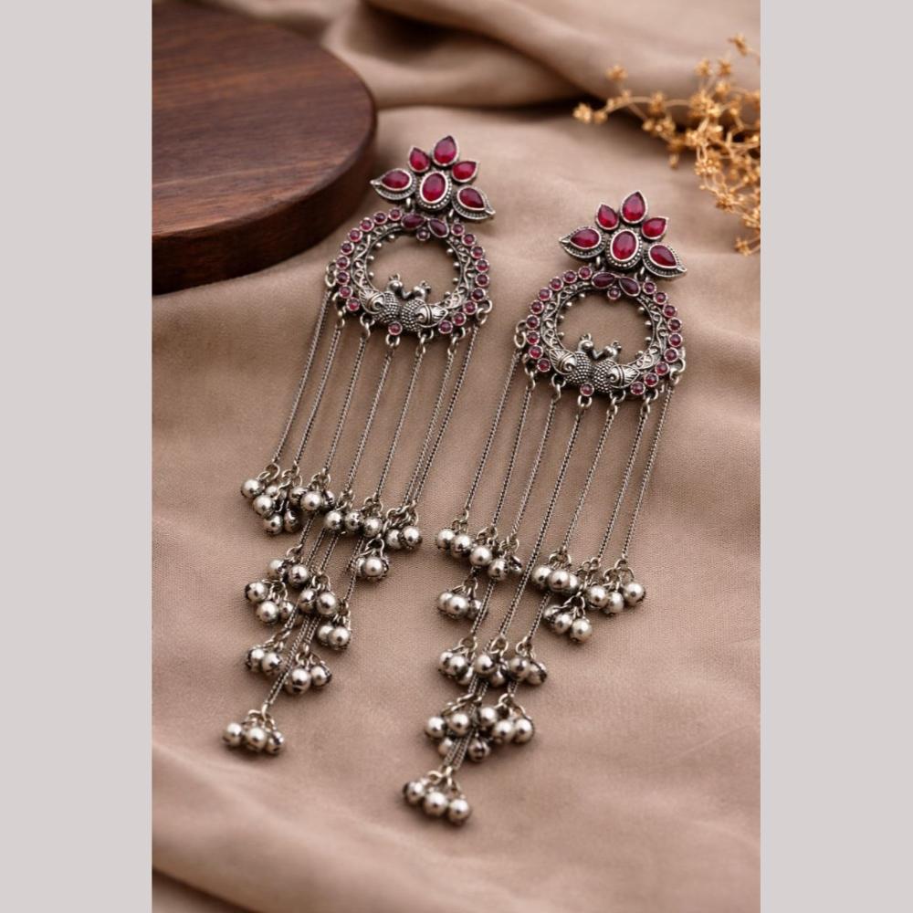 Maharani Jewels Inspired Oxidised Plated Pota And Ghungroo Khashmiri Dangler Earrings