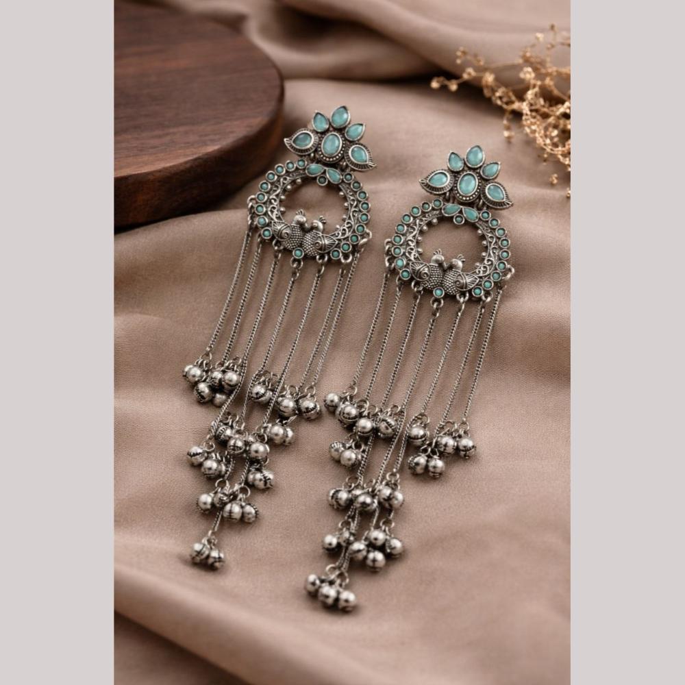 Maharani Jewels Inspired Oxidised Plated Pota And Ghungroo Khashmiri Dangler Earrings