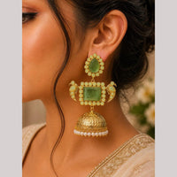 Maharani Jewels Classic Pota Stone Pearl Jhumki Earrings