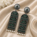Maharani Jewels Inspired Oxidised Plated Pota Stone Dangler Earrings