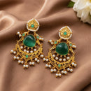 Maharani Jewels Inspired Gold Plated Pota Stone Dangler Earrings