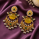Maharani Jewels Inspired Gold Plated Pota Stone Dangler Earrings