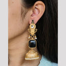 Maharani Jewels Inspired Gold Plated Pota Stone And Pearl Jhumki Earrings
