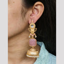 Maharani Jewels Inspired Gold Plated Pota Stone And Pearl Jhumki Earrings