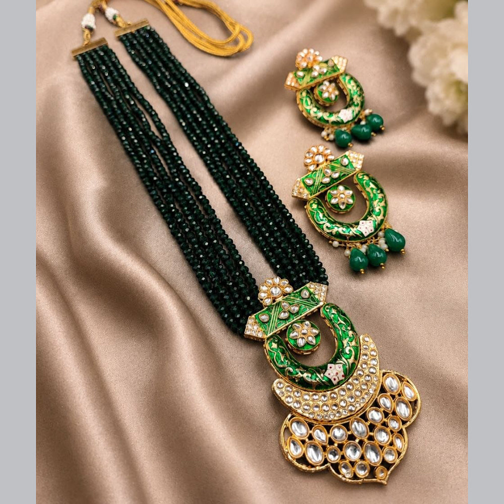 Maharani Jewels Royal Kundan Stone Pearl Meenakari Long Necklace Set  