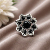 Maharani Jewels Oxidised Pota Stone Statement Ring