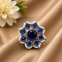 Maharani Jewels Oxidised Pota Stone Statement Ring