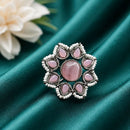 Maharani Jewels Oxidised Pota Stone Statement Ring