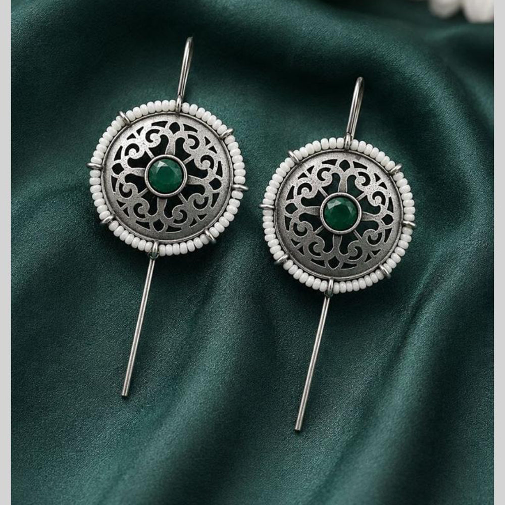 Maharani jewels Enthic Glow Oxidised Plated Pota Stone And Pearl Earcuff Earrings