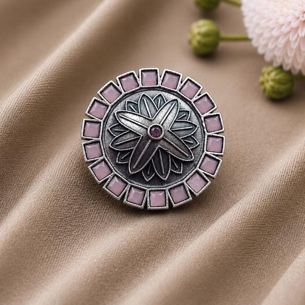 Maharani Jewels Oxidised Pota Stone Statement Ring