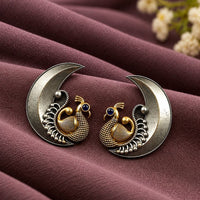 Maharani Jewels Inspired Oxidised Plated Pota Stone Peacock Dangler Earrings