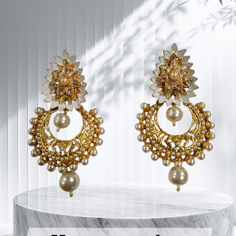 Nakoda Jewels Brass Gold Plated Pearls Dangler Earrings