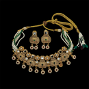 Nakoda Jewels Brass Copper Gold Plated Pota Stone Choker Necklace Set