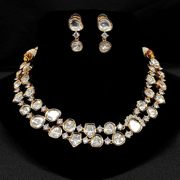 Prime Kundan Jewellery Gold Plated Polki Kundan Necklace Set