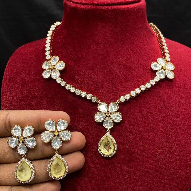 Prime Kundan Jewellery Gold Plated Polki Kundan Necklace Set