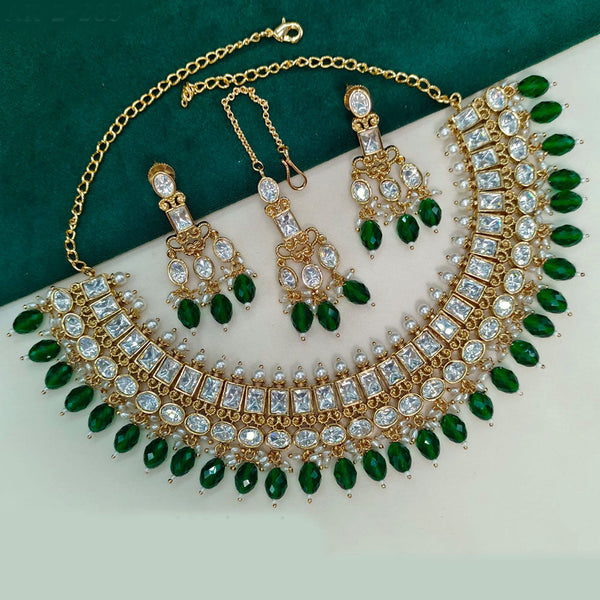 Prime Kundan Jewellery Gold Plated Polki Kundan And Beads Necklace Set