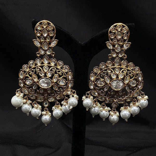 Prime Kundan Jewellery Gold Plated Kundan Pearls Dangler Earrings