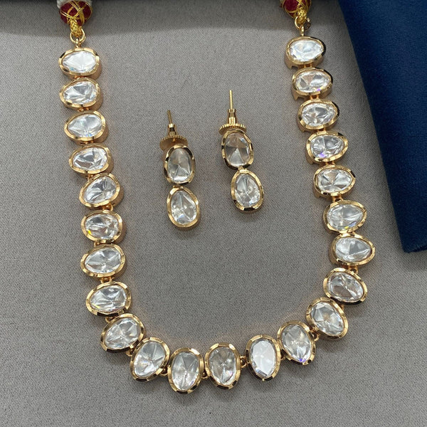 Prime Kundan Jewellery Gold Plated Polki Kundan Necklace Set