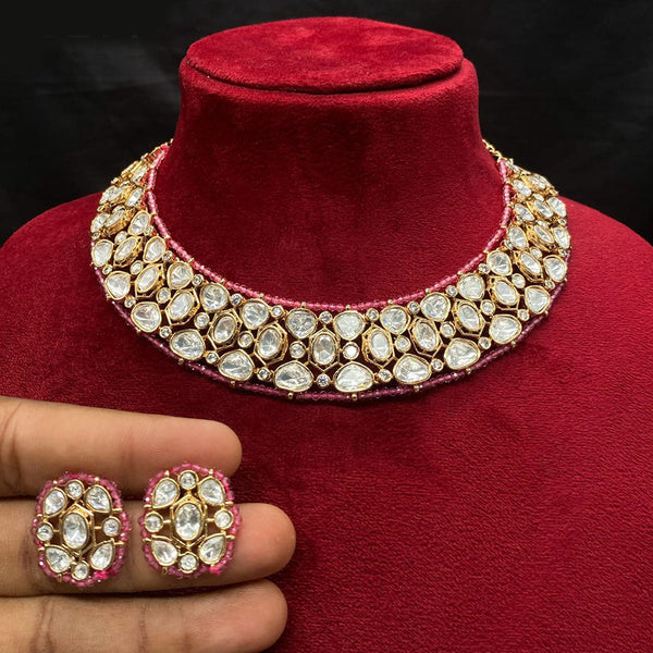 Prime Kundan Jewellery Gold Plated Polki Kundan Necklace Set